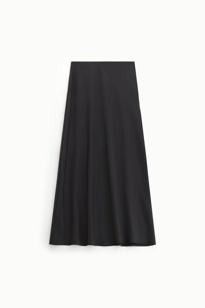 Black Flared Midi Skirt