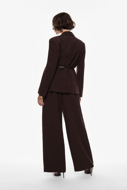 Chocolate Wide-Leg Pants with Belt Detail