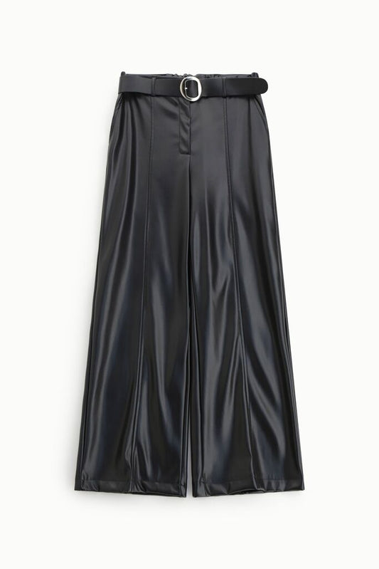 Black Glossy Culottes with Belt