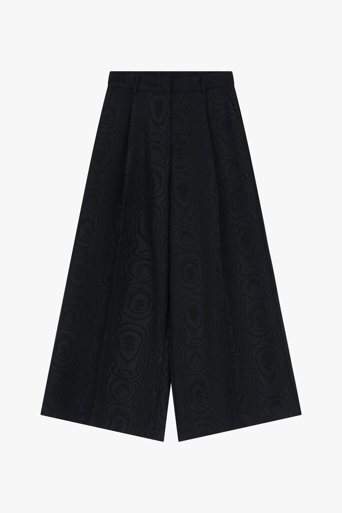 Black Jacquard Wide-Leg Culottes