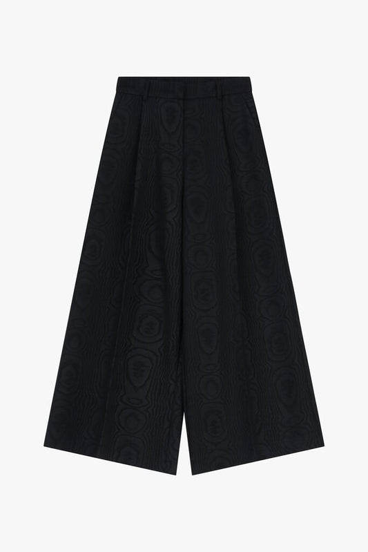 Black Jacquard Wide-Leg Culottes