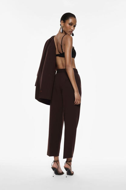 Chocolate Pleated Wide-Leg Trousers
