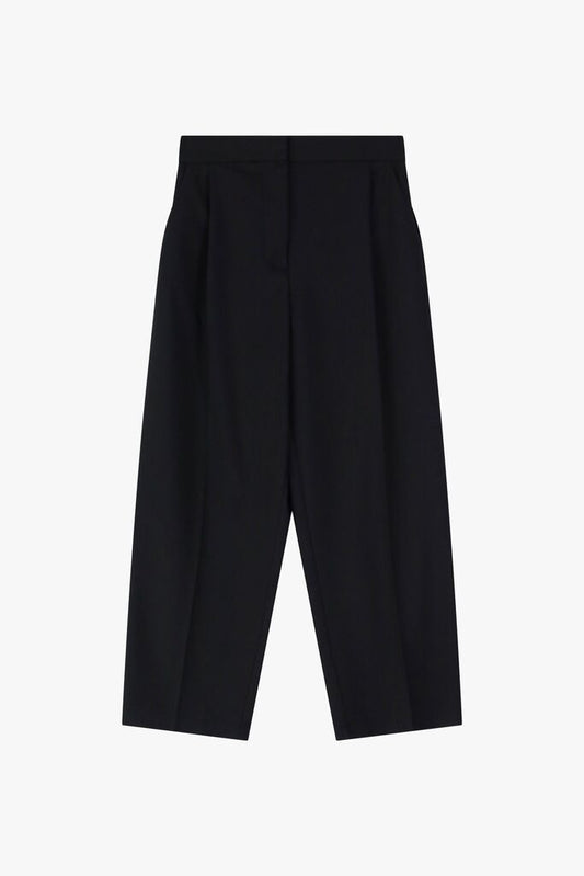 Black Wide-Leg Cropped Trousers