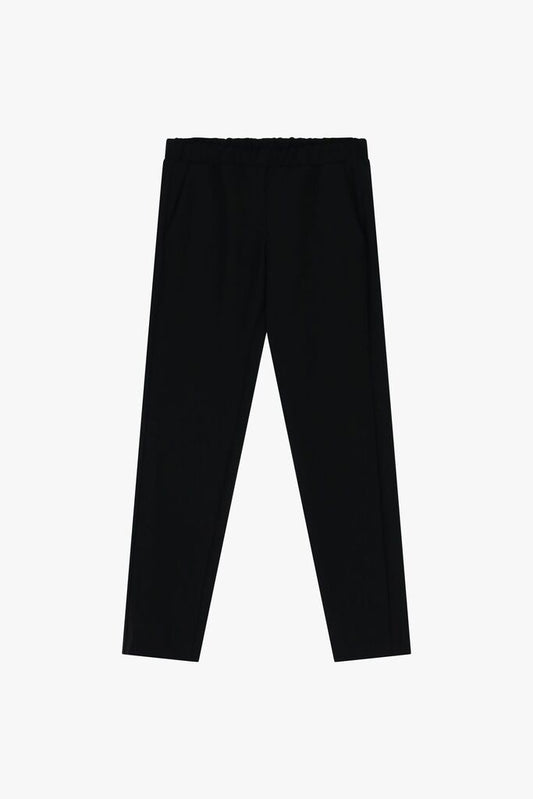 Black Tailored Trousers with Elastic Waist