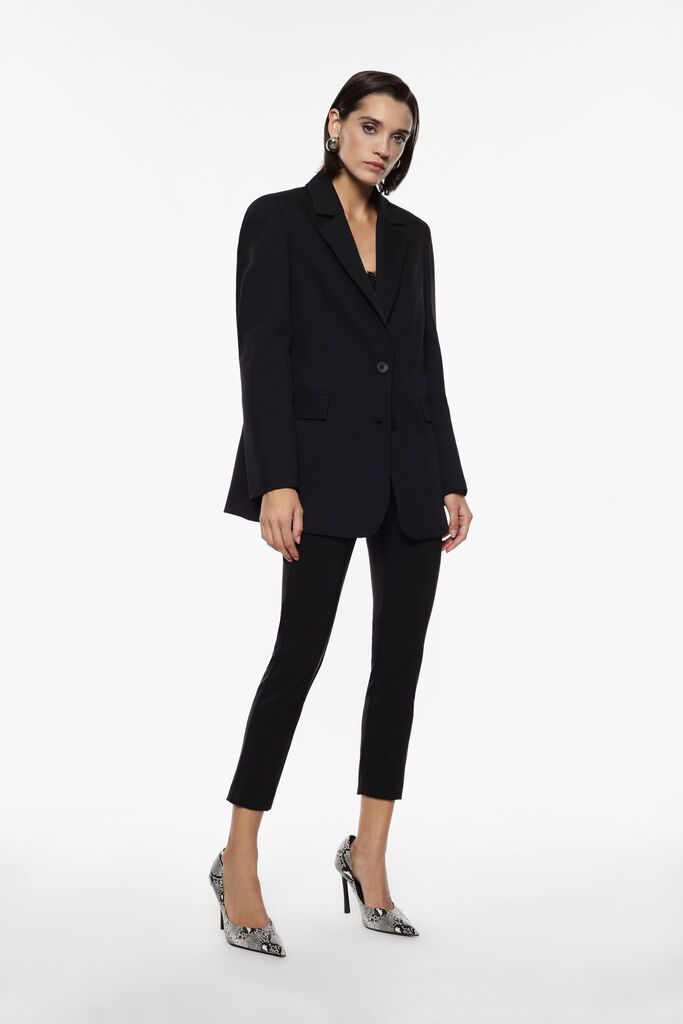 Black Tailored Trousers with Elastic Waist