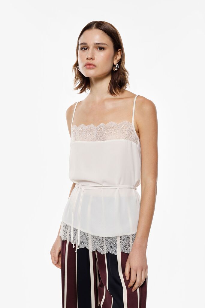 Black Lace-Trim Camisole with Adjustable Straps