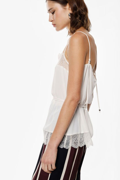 Black Lace-Trim Camisole with Adjustable Straps