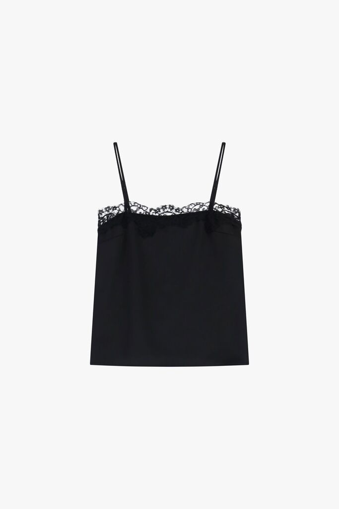 Black Lace Trim Cami Top