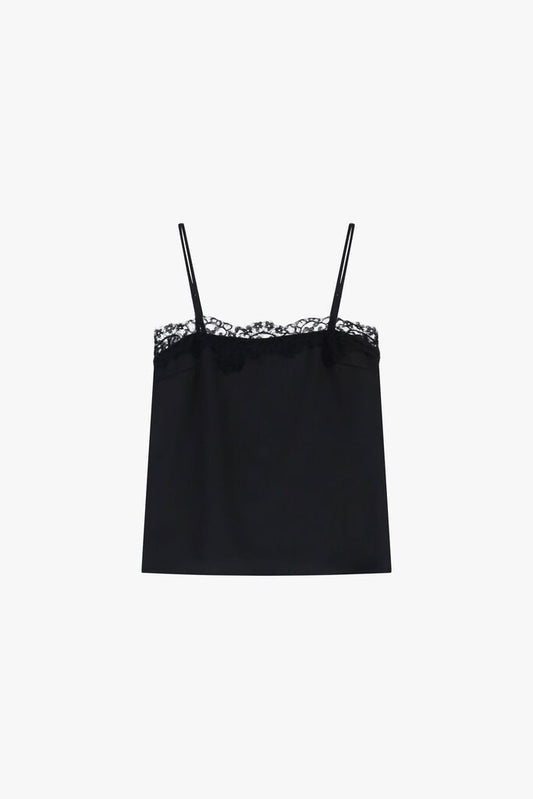 Black Lace Trim Cami Top
