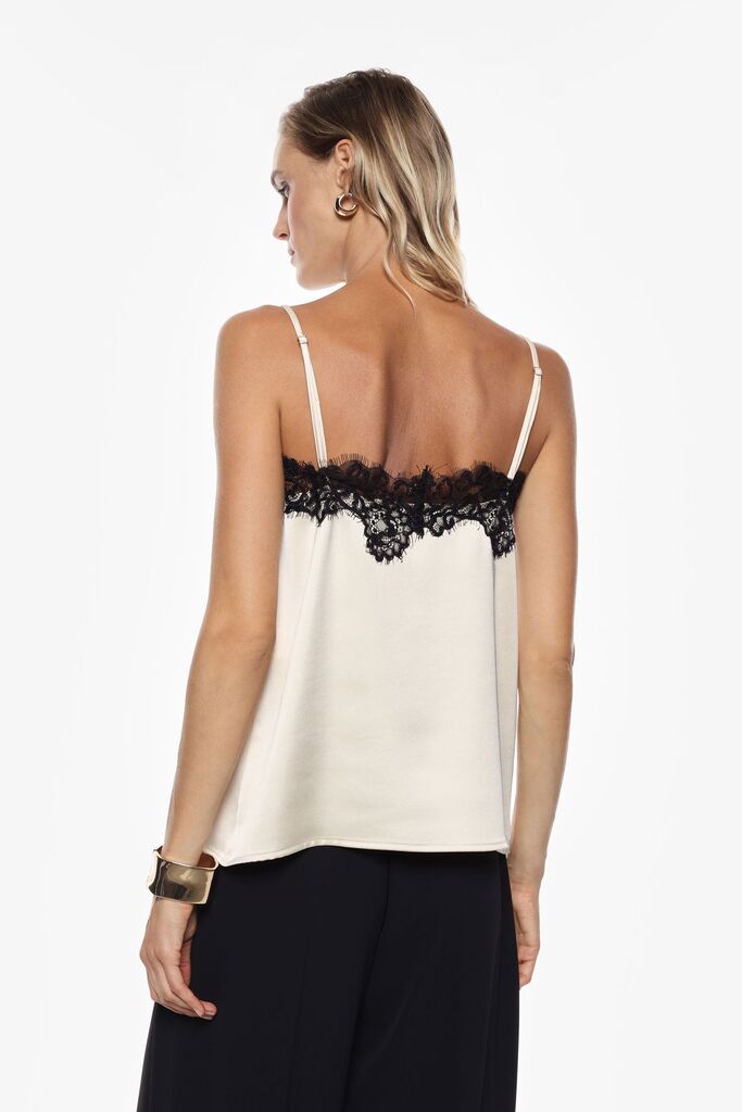 Black Lace Trim Cami Top