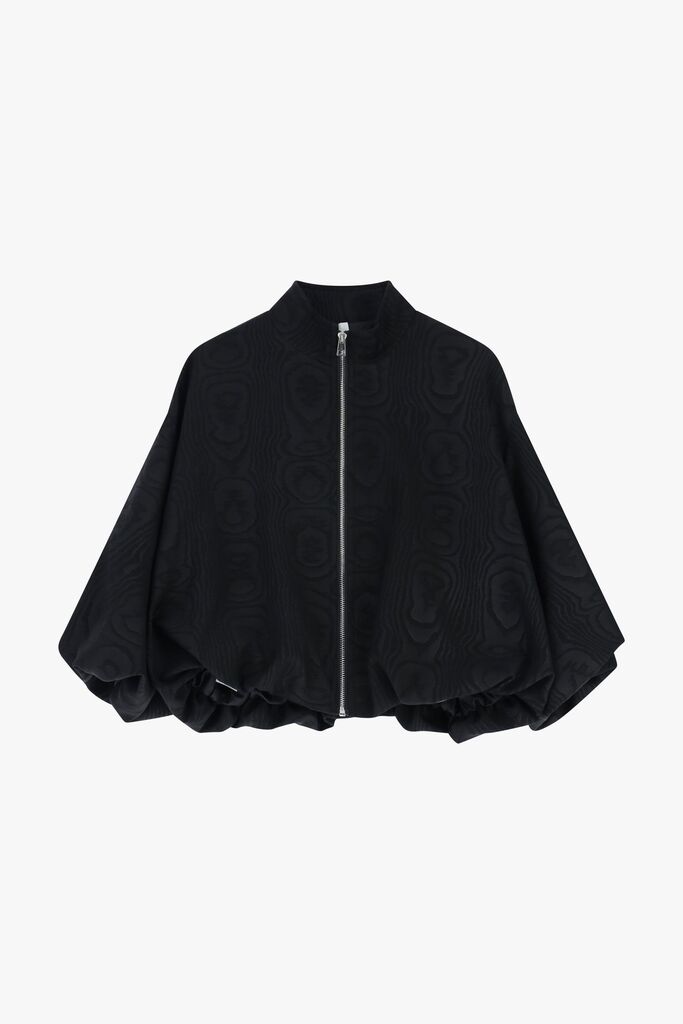 Black Embossed Cape with Front Zip