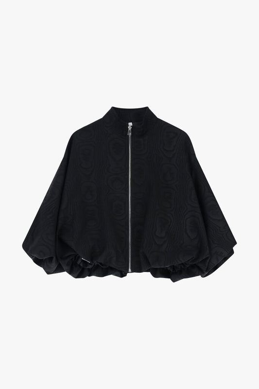 Black Embossed Cape with Front Zip