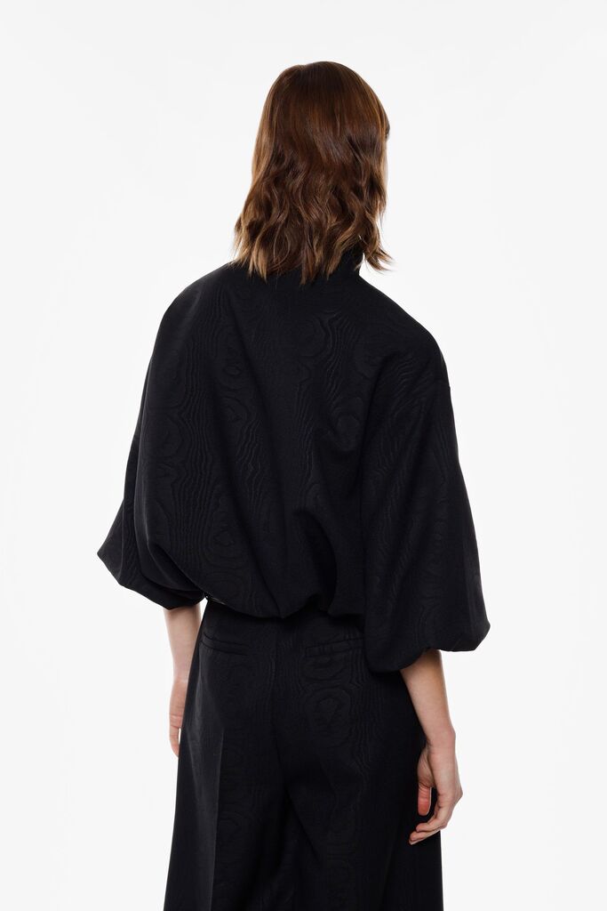 Black Embossed Cape with Front Zip