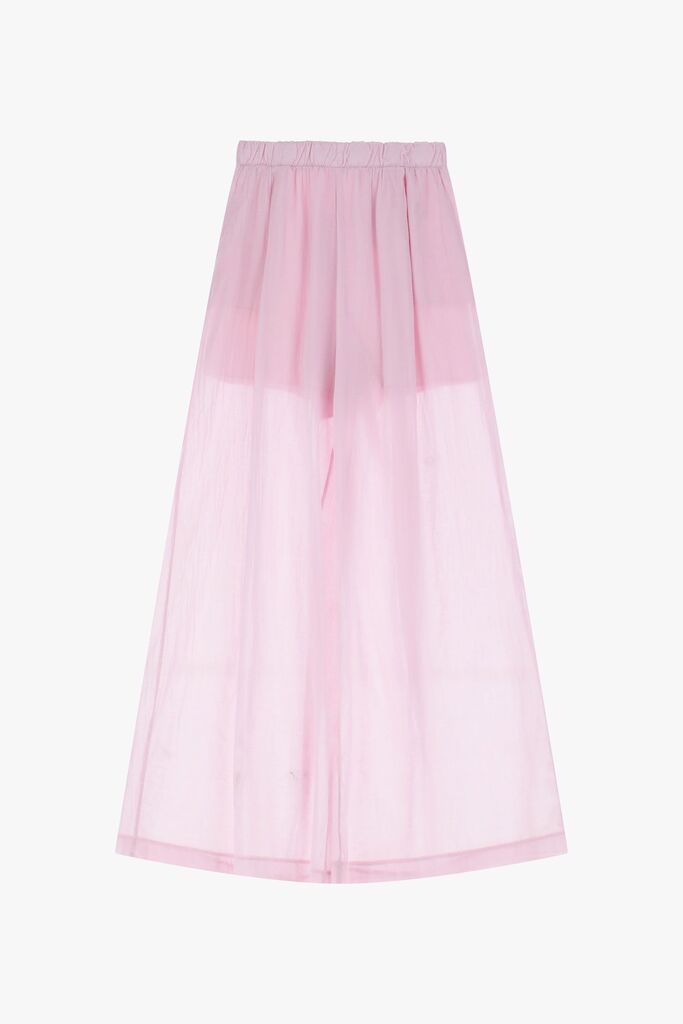 Pink Sheer Pants with Elastic Waistband