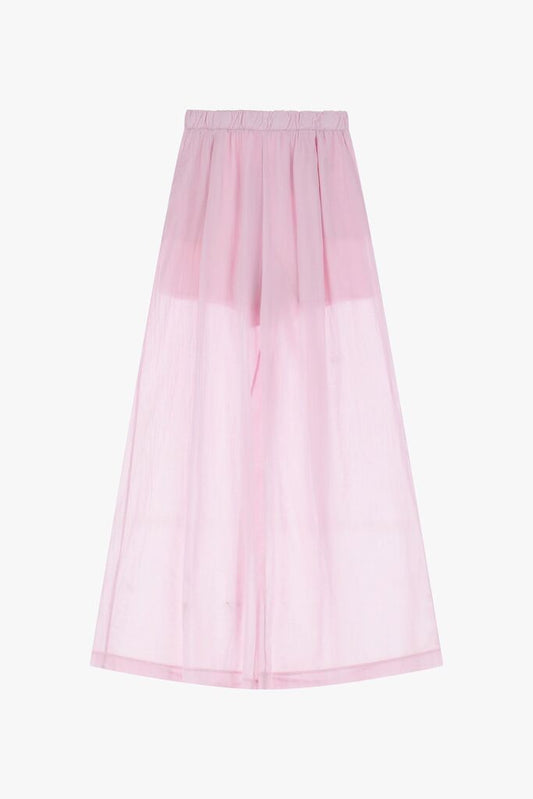 Pink Sheer Pants with Elastic Waistband
