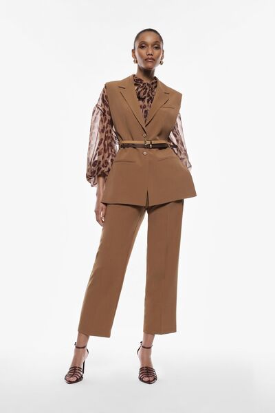 Camel Tailored Trousers with Clean Lines