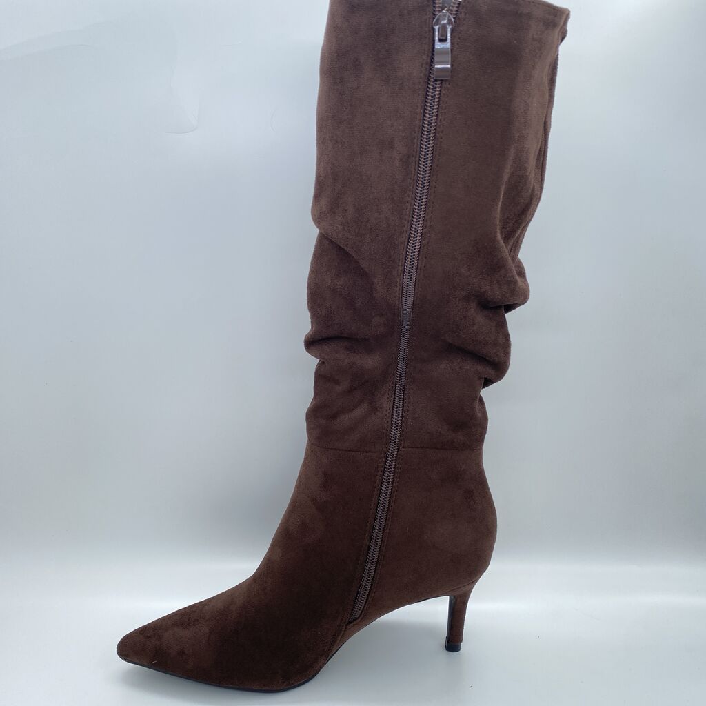 Chocolate Suede Knee-High Slouch Boot