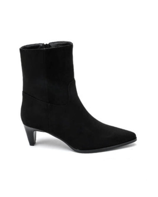 Black Suede Ankle Boots with Kitten Heel