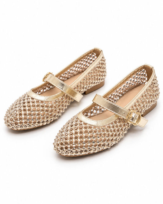 Mary Jane Shoe Strass GOLD