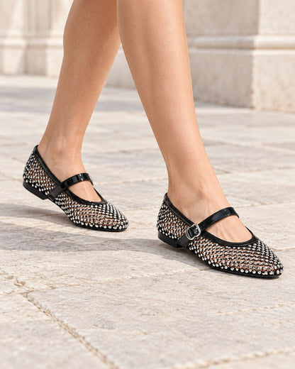 Mary Jane Shoe Strass NERO