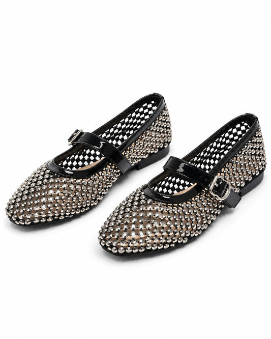 Mary Jane Shoe Strass NERO