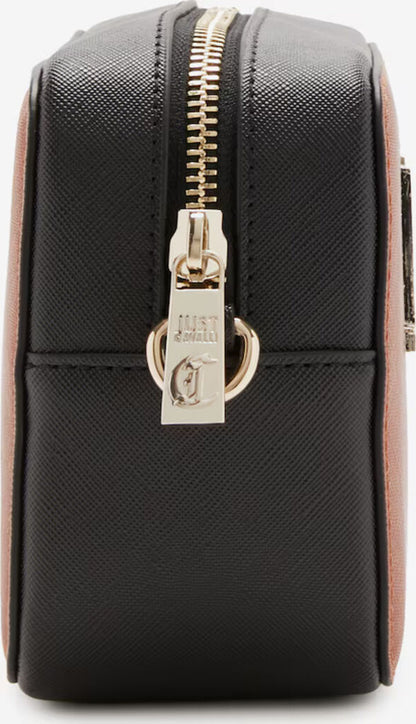 Brown Textured Crossbody Bag with Logo Detail