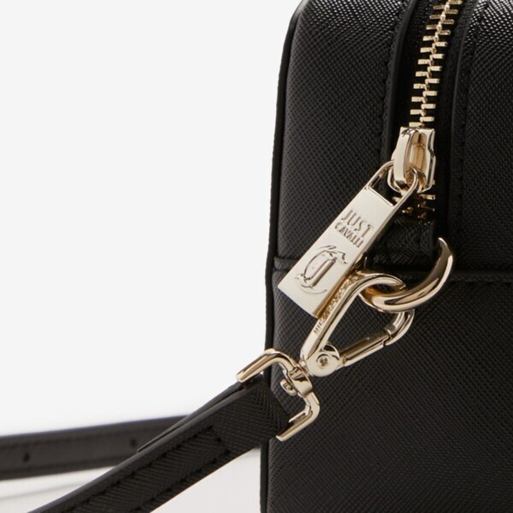 Brown Textured Crossbody Bag with Logo Detail