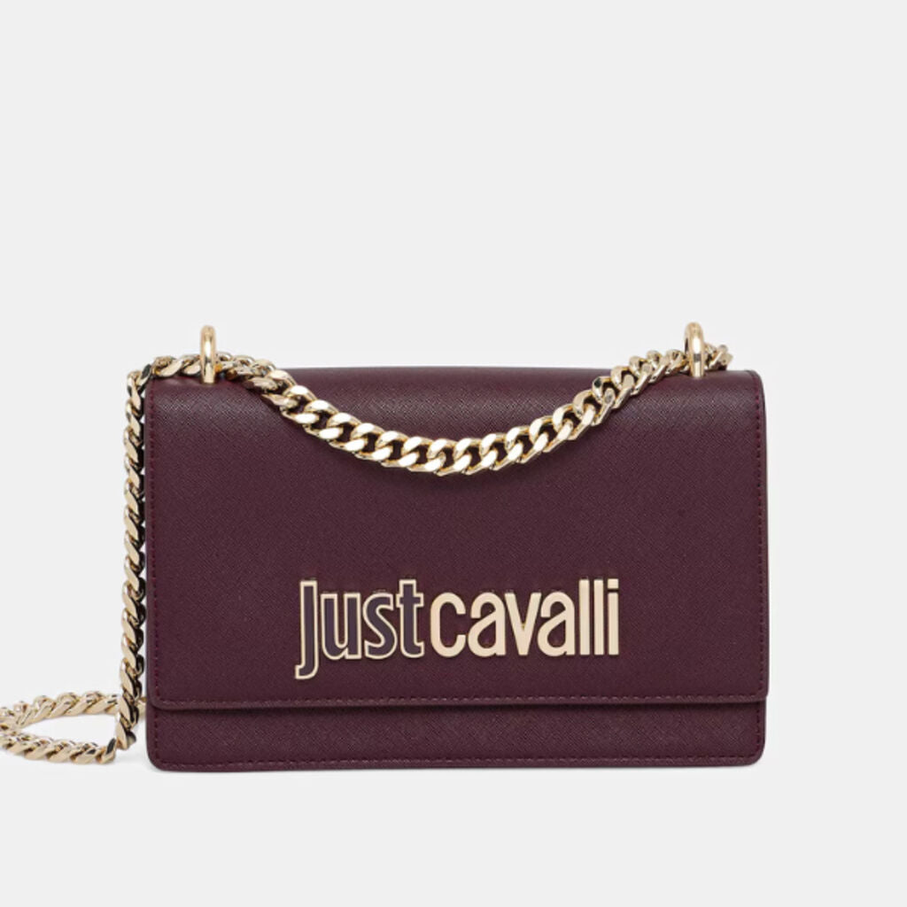 Burgundy Logo Leather Chain Crossbody Bag