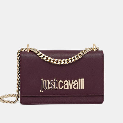 Burgundy Logo Leather Chain Crossbody Bag