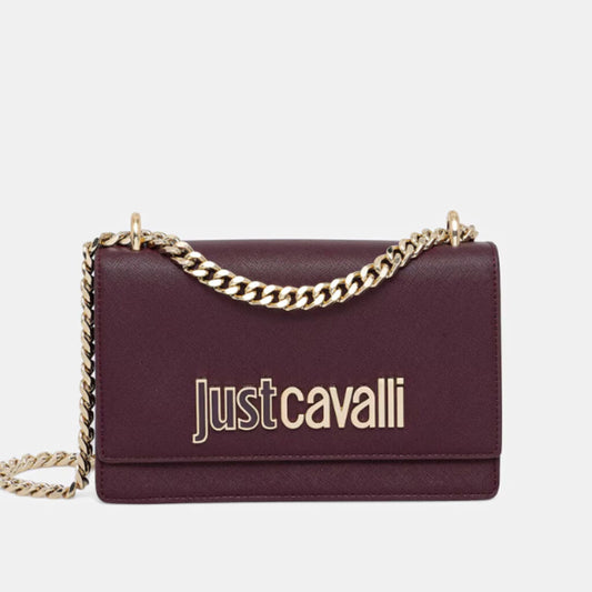 Burgundy Logo Leather Chain Crossbody Bag