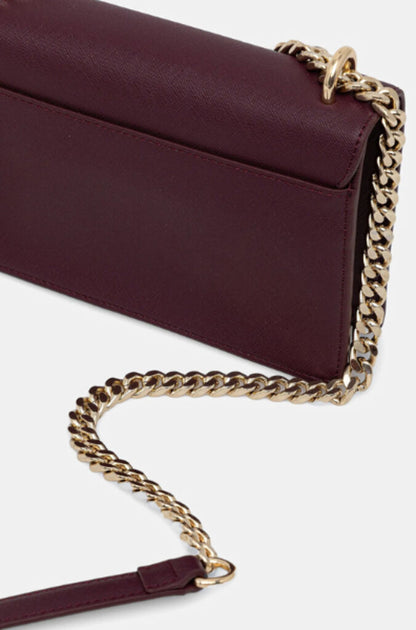 Burgundy Logo Leather Chain Crossbody Bag