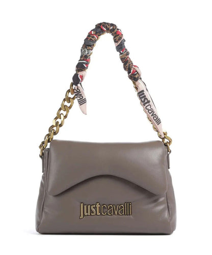 Taupe Leather Shoulder Bag with Chain Strap