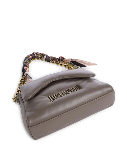Taupe Leather Shoulder Bag with Chain Strap