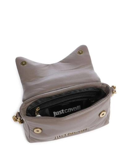 Taupe Leather Shoulder Bag with Chain Strap