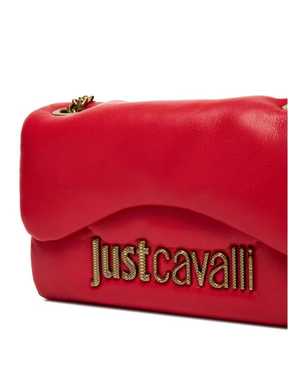 Red Faux Leather Shoulder Bag with Logo Detail