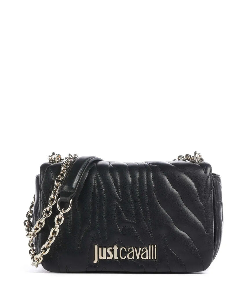 Black Quilted Crossbody Bag with Chain Strap