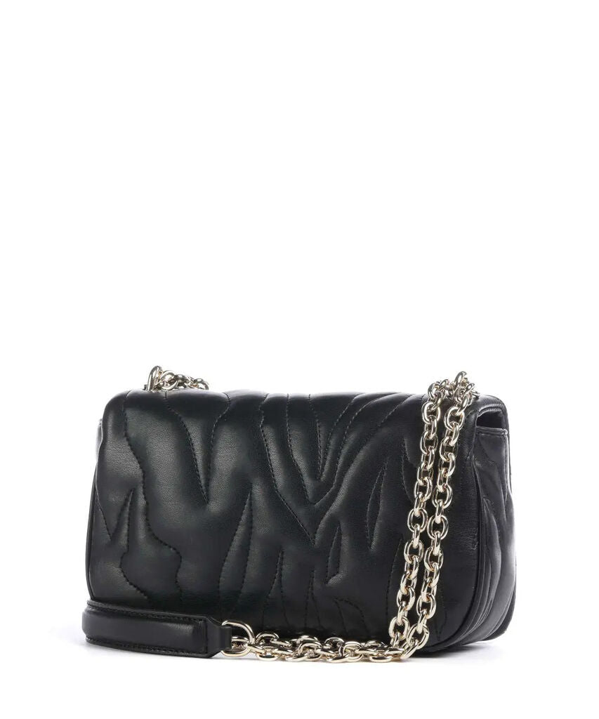 Black Quilted Crossbody Bag with Chain Strap
