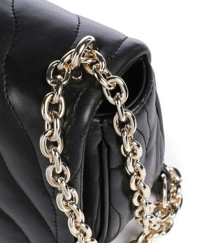 Black Quilted Crossbody Bag with Chain Strap
