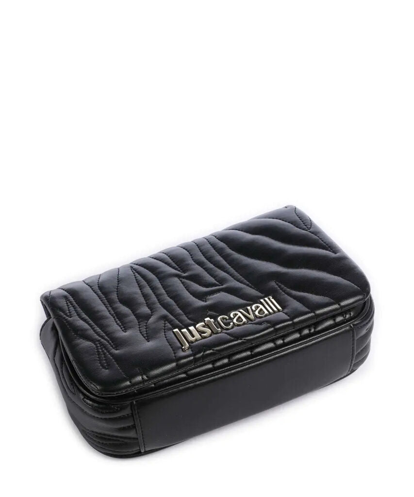 Black Quilted Crossbody Bag with Chain Strap