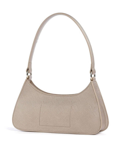 Beige Logo Embossed Shoulder Bag