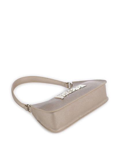 Beige Logo Embossed Shoulder Bag