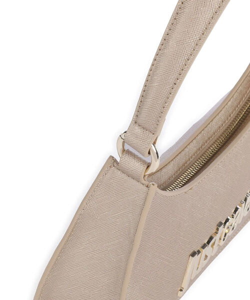 Beige Logo Embossed Shoulder Bag