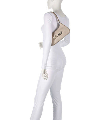 Beige Logo Embossed Shoulder Bag