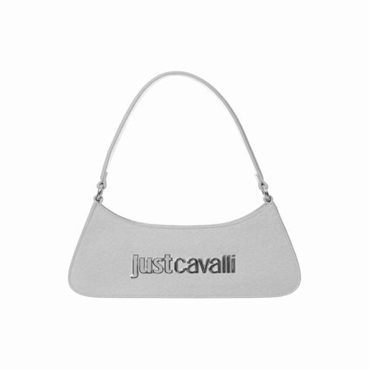 Grey Faux Suede Shoulder Bag with Logo Detail