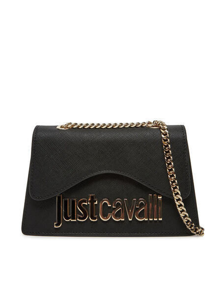 Black Textured Crossbody Bag with Chain Strap