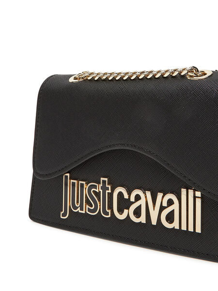 Black Textured Crossbody Bag with Chain Strap