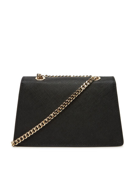 Black Textured Crossbody Bag with Chain Strap