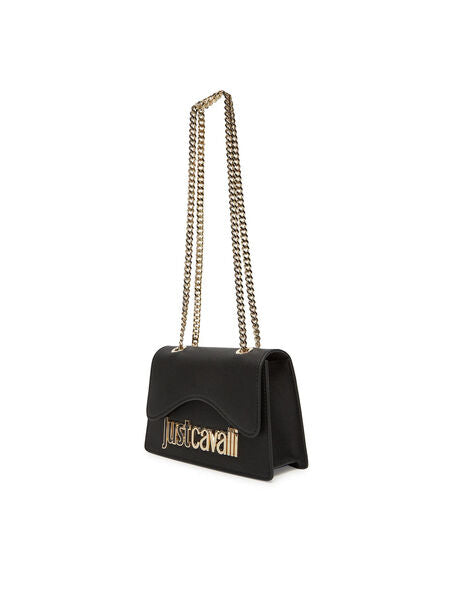 Black Textured Crossbody Bag with Chain Strap