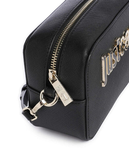 Black Logo Crossbody Bag with Adjustable Strap