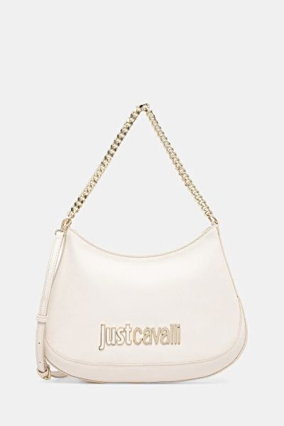 White Chain-Handle Logo Shoulder Bag